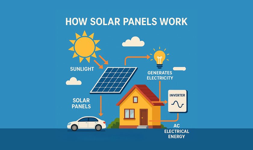 How solar panels work by converting sunlight into electricity